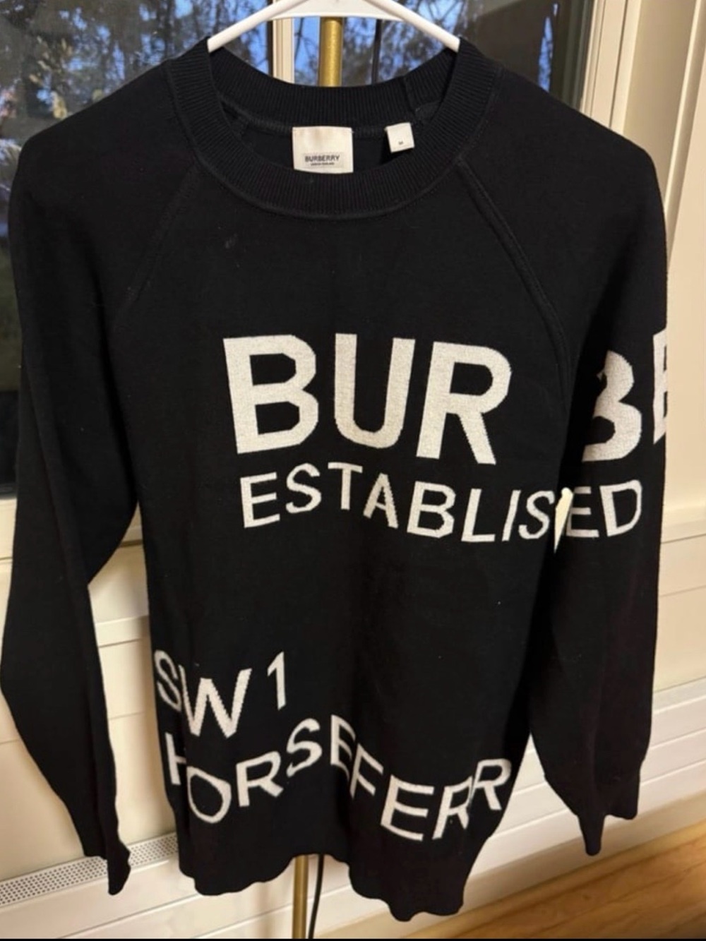 Burberry Black Sweatshirt with White Logo Text